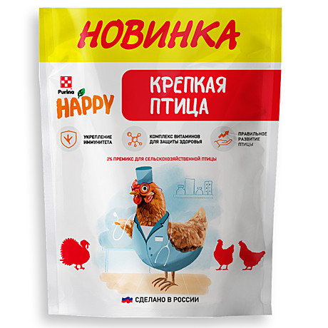 Пурина Премикс 2% для с/х птицы HAPPY Крепкая птица 0,45 кг